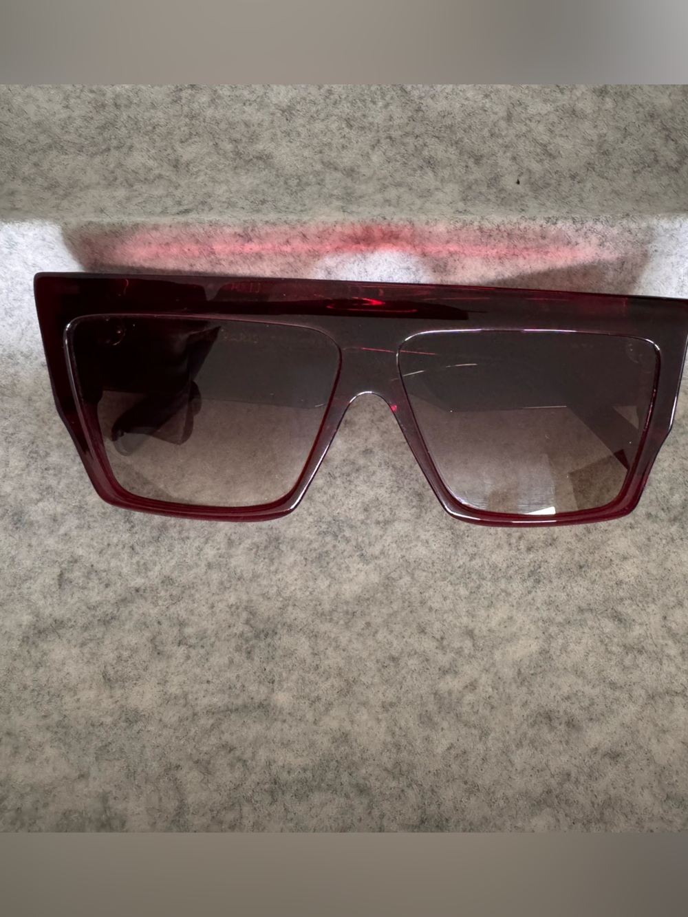 Celine Transparent Burgundy Square Sunglasses